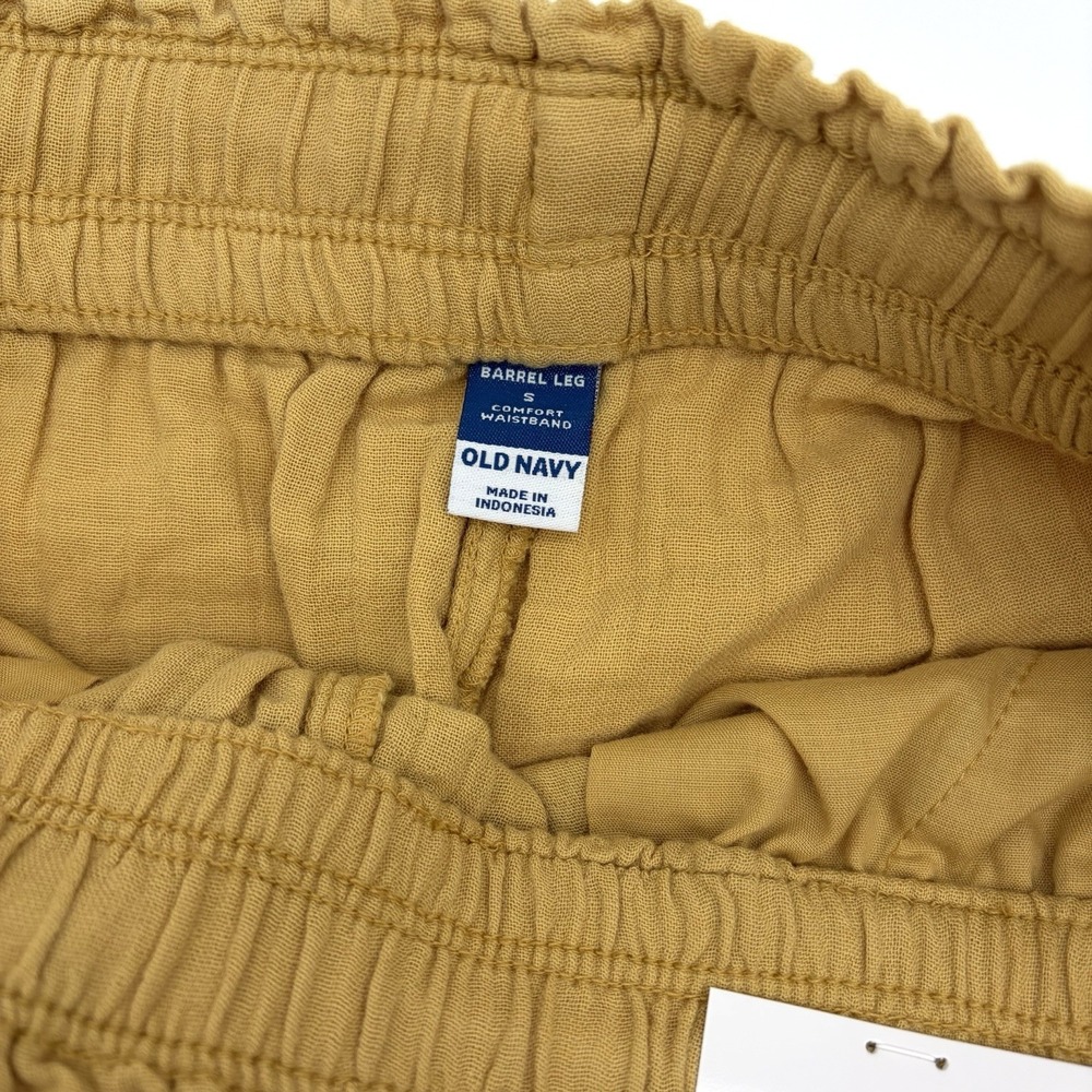 NWT Old Navy Yellow High-Waisted Crinkle Gauze Barrel Full Length Pants Small - Picture 3 of 6